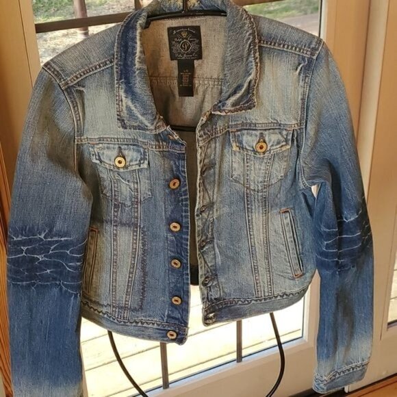 Ralph Lauren Black Label Polo Jeans Original Distress Slv Blue Sz L Jean Jacket - Picture 2 of 16